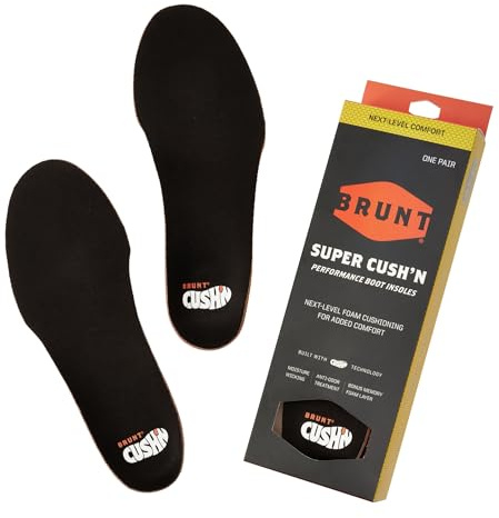 BRUNT Super CUSH N Insoles - Premium Comfort Work Boot Insoles - Next-Level Foam Cushioning with Impact-Absorbing Technology - Moisture Wicking - Anti-Odor Treatment