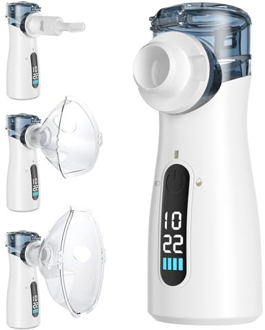 MYPIN Nebuliser Machine for Adults & Kids, Rechargeable Handheld Nebulizer with Self-Cleaning Function, Portable Inhaler with LED Interface, Easy to Use and Clean, 20 Minute Timer for Home Travel Use
