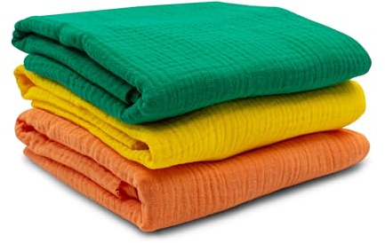 VmG-Store 3 x muslinset vardera 0,5 m x 1,35 m, dubbel Gauze-tyg, 100 % bomullstyg, Tex Standard 100 (Set23, set om 3 vardera 0,5 m)