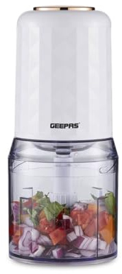 Geepas 400W Mini Food Processor | 500ML Food Chopper, 4 Bi-Level Stainless-Steel Double Blades for Blending & Chopping | Perfect for Salads Salsa Pesto Curry Pastes, Vegetable Meat & Onion Chopper
