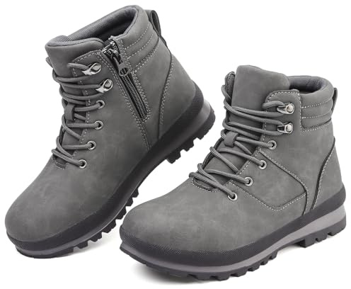 Bravover Walking Boots Womens Ankle Boots Hiking Boots Waterproof Mid Calf Boots Lace up Zipper lightweight Non-Slip Outdoor Trekking Boots Work Boots for Women
