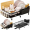 Ausziehbar Auslauf Erweiterbares Abtropfgestell Geschirr für Küchentheke Faltbares Geschirrabtropfgestell mit Haltern Küchenabtropfgestell Abtropffläche Expandable Dish Drying Rack Kratzfestem Schwarz