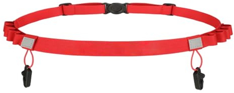 Cinturón para correr para números de carrera, soporte para números de carreras, cinturón ajustable, accesorio deportivo para senderismo, fitness, competición, rojo, ver descripción, Ver descripción