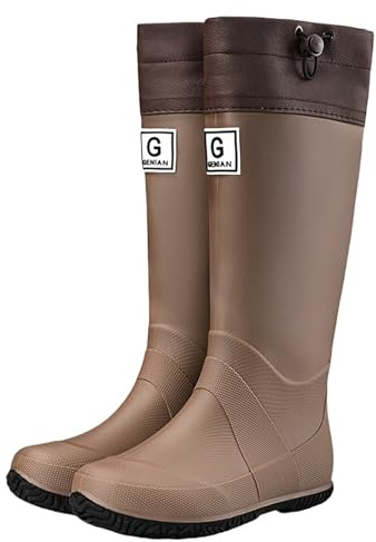Bottes en caoutchouc pour femme - Bottes de pluie imperméables - Tige large - Bottes mi-hautes - Semelle antidérapante - Chaussures de pluie - Tige réglable - Bottes de pluie en caoutchouc - Bottes de