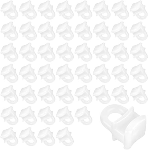 50 pcs White Curtain Hooks, Silent Gliding Curtain Track Gliders Plastic Durable Rail Hook Rollers for Window Door Shower Caravan Campervan