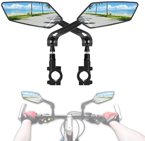 Juego de retrovisores para bicicleta, izquierdo y derecho - 360° plegable y giratorio, retrovisor universal para bicicleta/bicicleta eléctrica/bicicleta de montaña con visión sin distorsión, montaje