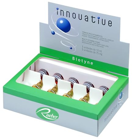 RUEBER - Ampollas de Biotina Para el Cabello 5uds | Tratamiento de Vitaminas Para el Pelo y Anticaida Cabello Mujer y Hombre | Vitaminas Pelo | Ampollas Para la Regeneración de Piel y Cabello