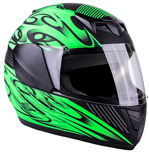 Typhoon Youth Full Face Motorcycle Helmet Kids DOT Street - Matte Green ( Large )