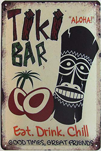 Blechschild 20 x 30 cm gebogen The Tiki Bar Hawaii Cocktails Aloha Eat Drink Chill Deko Geschenkschild