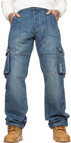 BRAND KRUZE KZ118 Mens Combat Jeans MSW 34S Mid Stonewash