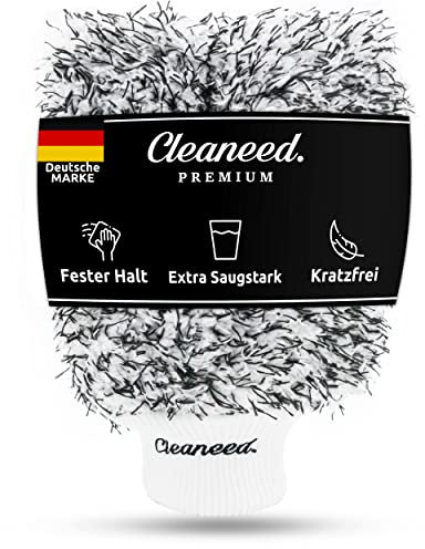 Cleaneed Premium Waschhandschuh – Besonders Lackschonend Dank extra weicher Mikrofaser - Rückstandsfrei - Extra Saugstark - Für Auto, Felgen und Motorrad - Autoschwamm
