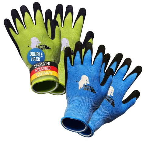 LAUTER SCHUTZ ® pour les enfants: 2 paires de gants de travail (avec revêtement de paume) en tissu extensible, pour le jardinage et plus (taille S (2-4 ans))