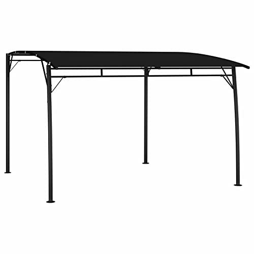 Tidyard Gazebo da Giardino, Pergola Padiglione Parasole in Tessuto Antracite, Struttura in Acciaio 3x3x2,55 m, da Parete