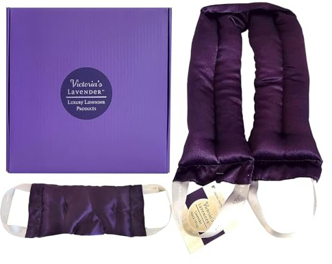 Victoria's Lavender Microwavable Neck Heating Pad – Extra Long Aromatherapy Wrap for Men & Women, Buds of Lavender Neck Wrap with Flax Seeds, Heated Neck Wrap, Relaxing Spa Gift Set Idea, Made in USA