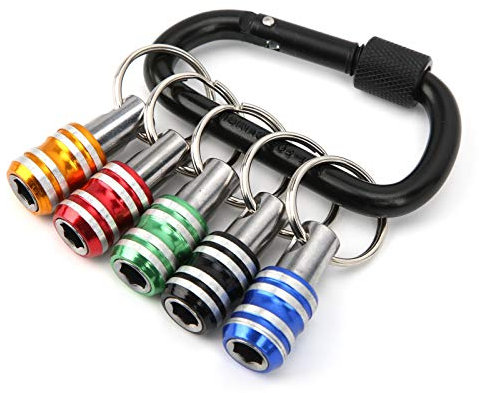 5-teiliger Schlüsselanhänger-Schraubendreher, Bithalter, Aluminiumlegierung, Schraubendreher-Set, Tasche für Handwerkzeuge, 3 Schlitze, 1 4-Zoll-Schnellspannwerkzeug