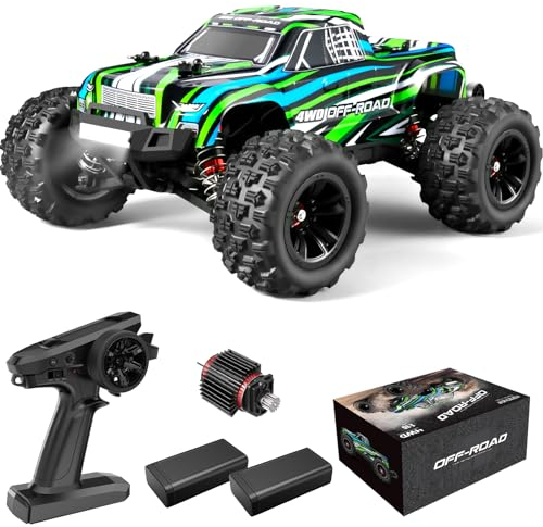 YONCHER YC380 Ferngesteuertes Auto,1:16 Bürstenloser Motor 52+ KM/H, 4WD Offroad RC Auto für Erwachsene, 2.4G Proportional Hobby Monster Truck Buggy, Mit 2 Akku für Outdoor