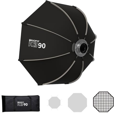 Triopo Softbox ottagonale portatile Bowens Mount Softbox: Quick Setup with Foldable Design, Compatibility for Bowens Continuous Lights (K3-90/90 cm/35.4in)
