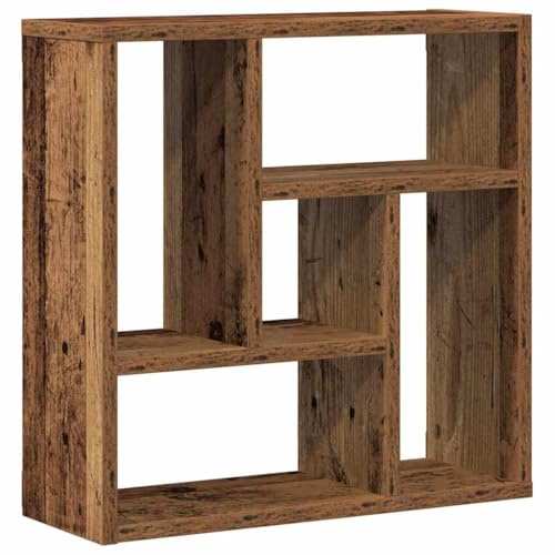 vidaXL Wall Shelf/TV Cabinet - Engineered Wood, Old Wood, 45x16x45 cm, LED Lights, 5 Compartments - Modern Style for Living Room/Office