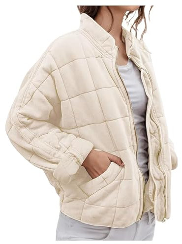 KOG Winterjacke für Damen Puffer Jacke Mode Jacke Baumwolle Fahrradmantel Kleidung Teenager Mädchen Amazon Essentials Damen Casual Windjacke Winter Kapuzenpullover Frau Prime Beige XL