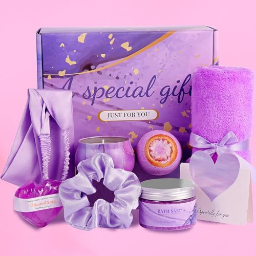 TUOWO, Badebomben Set, Geschenk für Geschenke für Frauen, Geschenk für Sie, Mama, Oma, Tochter, Ehefrau, Freundin, Geschenke für Valentinstag, Geburtstagsgeschenke für Frauen Lavendel-Note