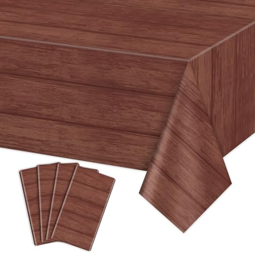 Tovaglia in legno, tovaglia rustica marrone, decorazione da tavolo rettangolare per barbecue a tema fienile occidentale, decorazioni rustiche per feste, 130 x 220 cm