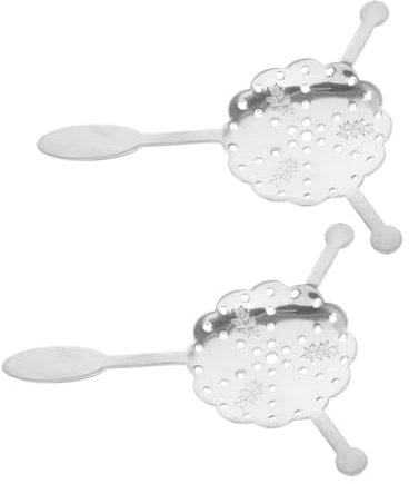 Mobestech 2pcs Stainless Steel Absinthe Spoons with Hollow Design for Crafting Cocktails and Gourmet Tea Strainer for Sugar Cube Dissolution Bar Tools