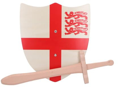 Nemesis Now Wooden Shield with Cross Design - 35 cm Toy Prop for Pretend Play - Ideal for Knight Costume Accessories - Durable Wooden Toys for Kids