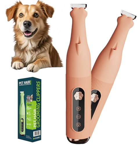 Cortapelos para Perros y gato, Cortadora de Pelo para Mascotas, Maquina de Cortar pelo para Gatos Silenciosa de perro recargable por USB con luz LED para Perros Gatos Patas Orejas Ojos Cara (Naranja)