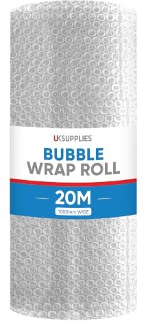 UK SUPPLIES LIMITED Clear Eco-Friendly Bubble Wrap Roll (Pick Any Size 300MM to 1000MM) Lightweight Packing Wrap for Shipping, Moving House & Storage, Protective Air Bubble Packaging, 1000MM x 20M