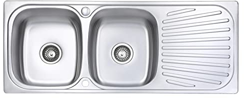 JASSFERRY Lavello da cucina 2 Vasca doppia in Acciaio Inox Spazzolato, scolapiatti reversibile Lavandino, con set di rifiuti
