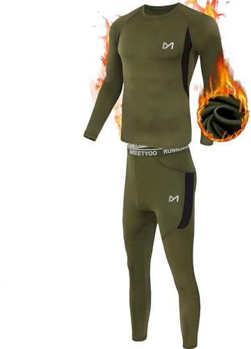 MEETYOO Thermal Underwear Set Män, Långa Funktionella Underkläder Andningsbara Underkläder Sport Kompressionsdräkt för Träning Skidåkning Löpning Vandring