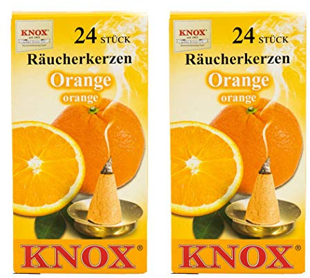 Knox Lot de 2 cônes d'encens - Orange - Quantité : 48 pièces - Fabriqué en Allemagne