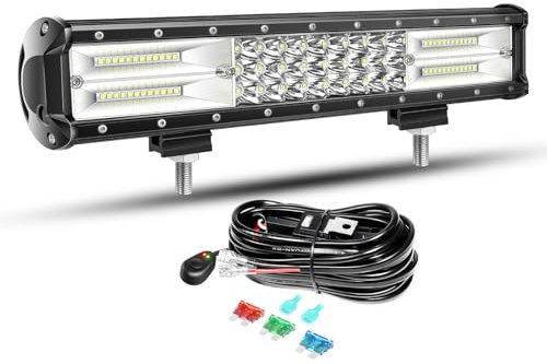 Willpower 38cm 216W LED Arbeitsscheinwerfer Bar LED Scheinwerfer 12V 24V mit Kabelbaum Flutlicht Reflektor Combo Arbeitslicht Zusatzscheinwerfer für Auto Offroad Traktor SUV UTV ATV