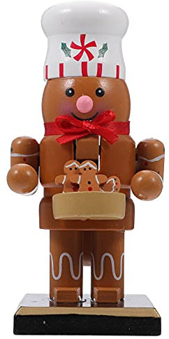 VALICLUD Wooden Nutcracker Figurines Holiday Gingerbread Man Doll Toys Ornaments for Xmas Shelves Tables Decoration