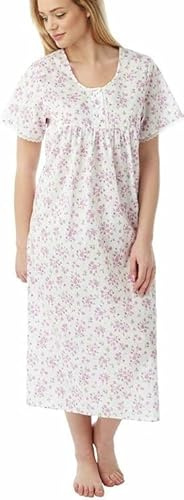 iTRONiK NEW Ladies Floral Poly Cotton Nightdress Nightie Size 10-30 Plus Size Pink Lilac or Blue