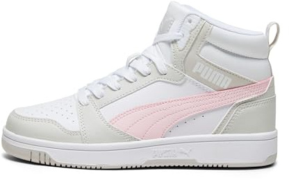 PUMA Unisex Kids Rebound V6 Mid Jr Zapatillas, Puma White Frosty Pink Sedate Gray, 39 EU