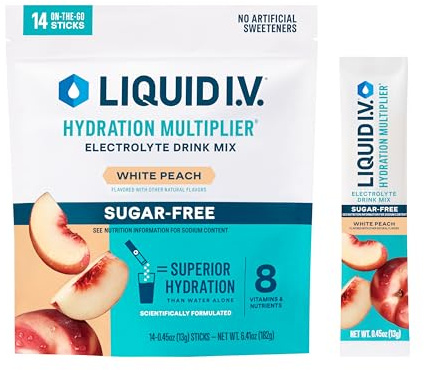 Liquid I.V.® Hydration Multiplier Sugar-Free - White Peach | Electrolyte Powder Drink Mix | 1 Pack (14 Servings)