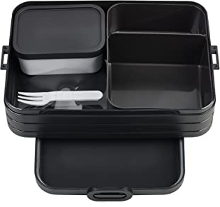 Mepal - Fiambrera Bento Take A Break Large - Lonchera Con Bento Box - Lunch Box para Sándwiches, Pequeños Tentempiés y Sobras - Merienda & Almuerzo - Con Compartimentos - 1500 ml - Nordic Black