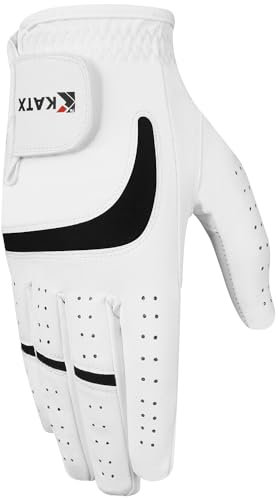 Katx Spannhandschuh Stratus Tech Golfhandschuh für Herren mit Vollfinger, strapazierfähiges Premium-Leder, für Linke Hand und rechte Hand, Allwetter-Golfhandschuh, rutschfest, flexibel, L, rechts