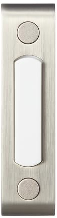 Heath Zenith Wired Push Doorbell Button, Satin, Nickel, Lighted, Metal, Surface Mount, Home Improvement, Outdoor, House, Décor