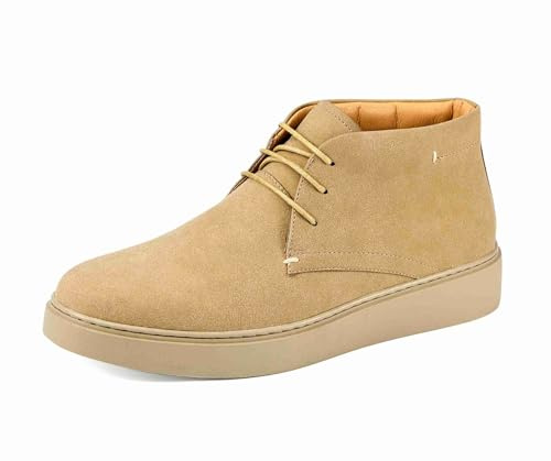 Amali Casual Chukka Boots for Men, High-Top, Lace Up Suede Men's Shoes, Desert Boots with Crepe Rubber Sole - Tan, Size 12