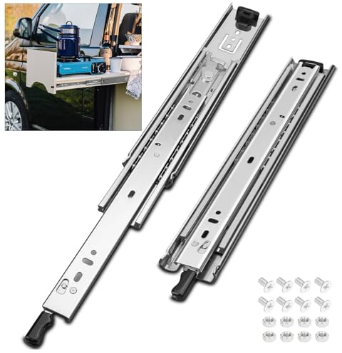 HLC Glissiere pour Tiroir Avec Serrure 1 Paires (2 pcs), 500 mm Coulisse Tiroir Robustes, Capacité de Poids 113 Kg, Extension Complète Avec Glissières à Roulement à Billes