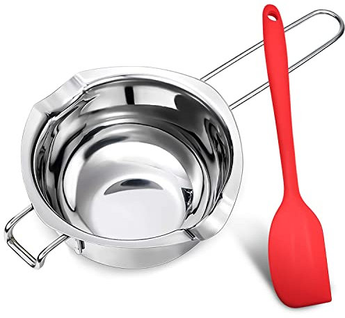 GMMG Pentolino per Cottura Bagnomaria 400 ml Acciaio Inox 304 Pentola per Bagnomaria con Spatole in Silicone per Sciogliere Cioccolato