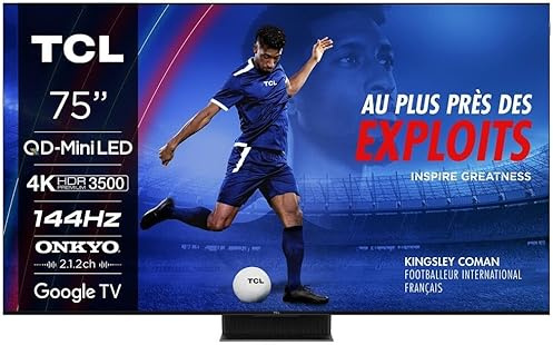 TV LED Tcl 75C89B QD Mini LED Dolby Vision & Atmos 2.2.2 144Hz 4K 190cm 2024