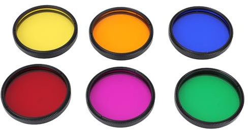 Juego de Filtros para Ocular de Telescopio, Filtro Lunar para Telescopio de 2 Pulgadas y 6 Colores, Juego de Filtros para Ocular con Filtro de Telescopio M48x0,75 Mm, Filtro de