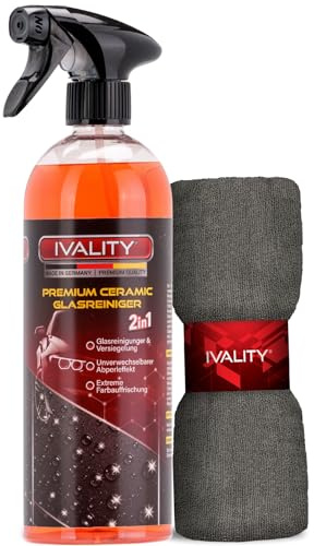 IVALITY® 2in1 Glasreiniger Auto mit Scheibenversiegelung 750ml – Auto Scheibenreiniger mit Lotus-Effekt, Nano-Beschichtung, wasser- & schmutzabweisendes Autoscheiben Reiniger Spray