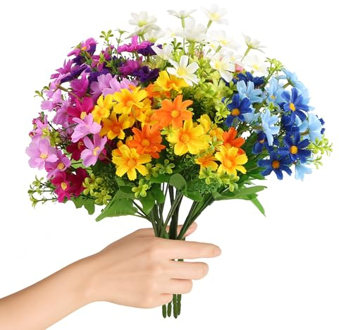 JSMTKJ 6Pcs Fiori Margherita Artificiali, Fiori Finti per Decorazioni, Fiori Artificiali per La Decorazione del Giardinaggio di Nozze in Giardino