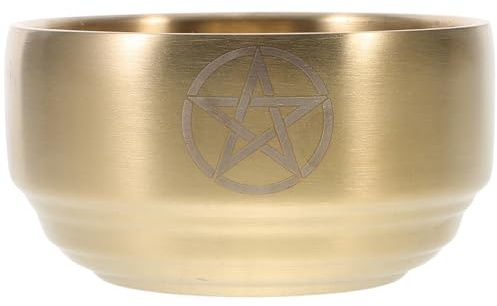 FUNOMOCYA Sacrifice Ornaments Cuenco De LatóN Dorado De 4.13 Pulgadas para Altar con DiseñO De Pentagrama Y Media Luna Quemador De Incienso Multifuncional para Hogar Y Ceremonias Tradicionales