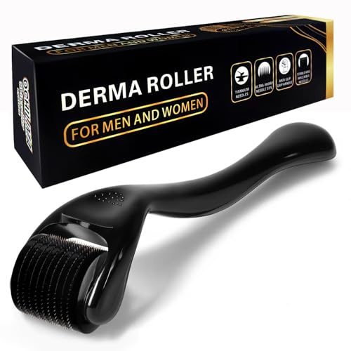 Rodillo para barba de 0,75 mm – 540 Titan Derma Roller para barba y crecimiento del cabello, rodillo de microagujas para cara, cuero cabelludo y cuerpo, agujas de titanio para hombres y mujeres