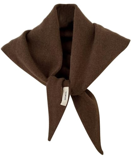 SMELEYOU Bufanda triangular de lana con tacto de cachemira, bufanda triangular de punto, chal versátil y abrigo ligero de moda para mujer, café